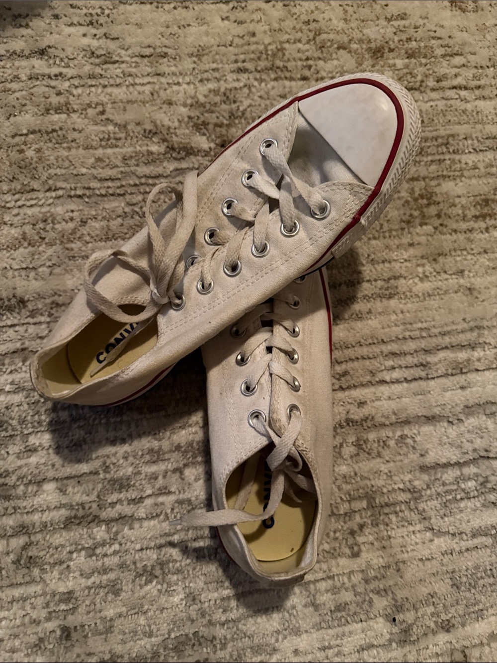 Converse Women Canvas Low Top Sneakers - White with Red Trim